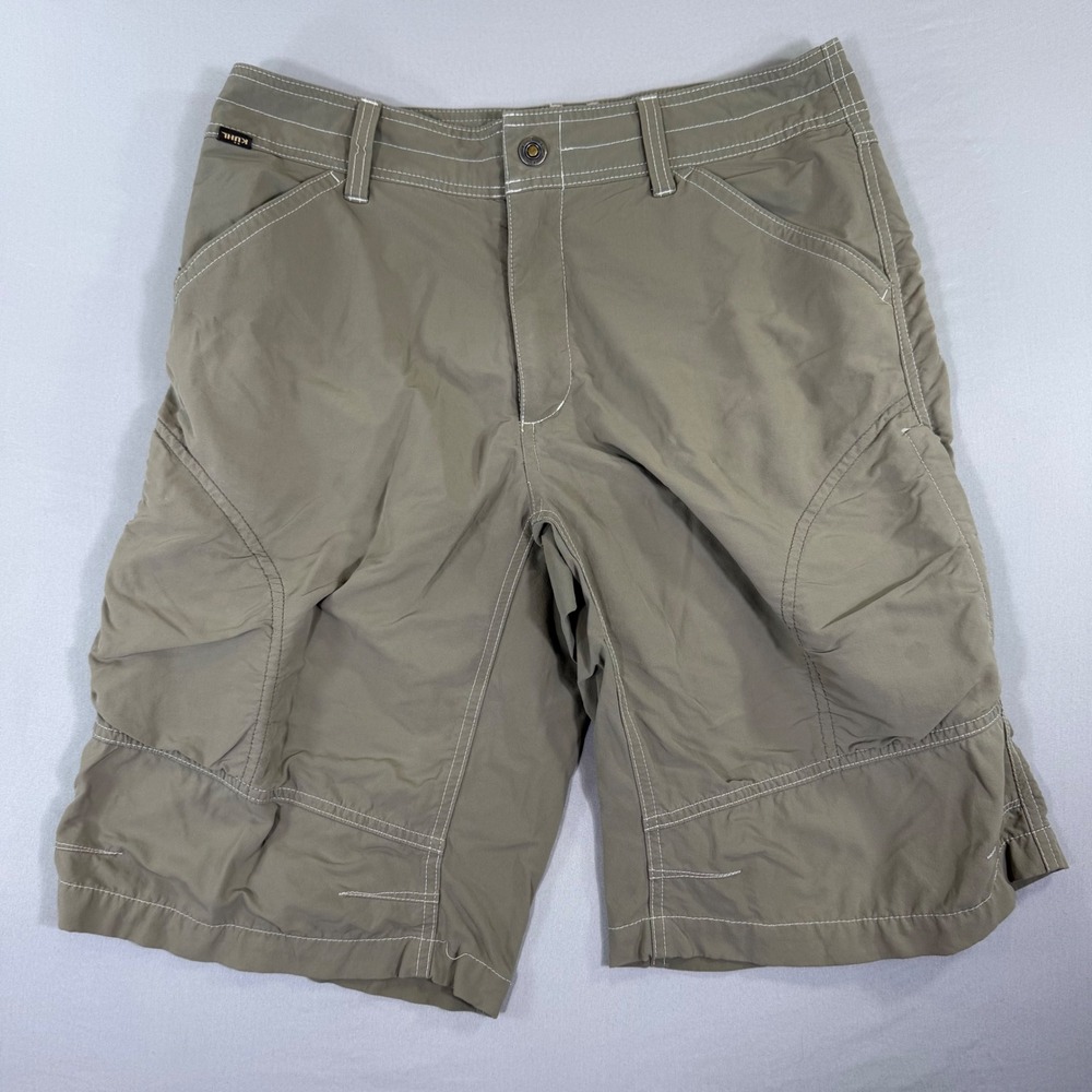 KUHL Cargo Shorts Mens 34 Khaki Gorpcore Hiking Outdoor Utility Camping Nature